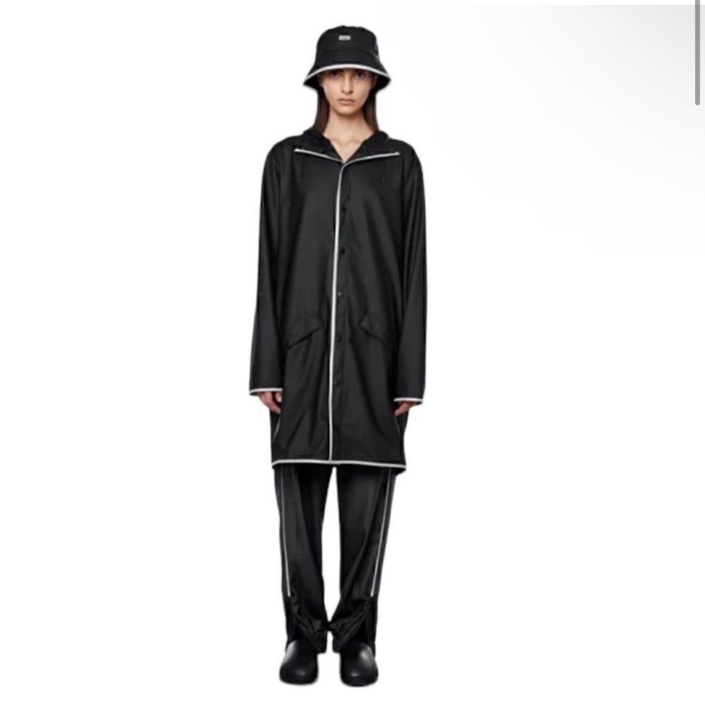 RAINS Waterproof Long Jacket black Reflective size Small